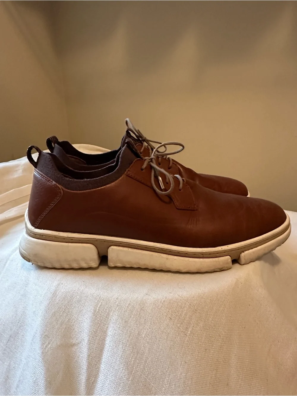 HushPuppies Bennet Oxford Cognac Brown Leather Loafers 11W Comfort Preppy Casual